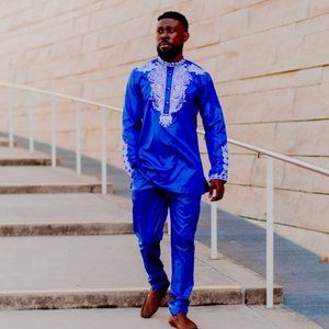 AFRICAN MEN EMBROIDERY 2 PIECE SENATOR SUIT